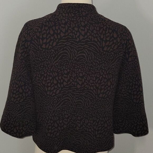 Vintage Chaus Brown Black Patterned‎ 3 button 3/4 sleeve blazer jacket - Picture 6 of 12